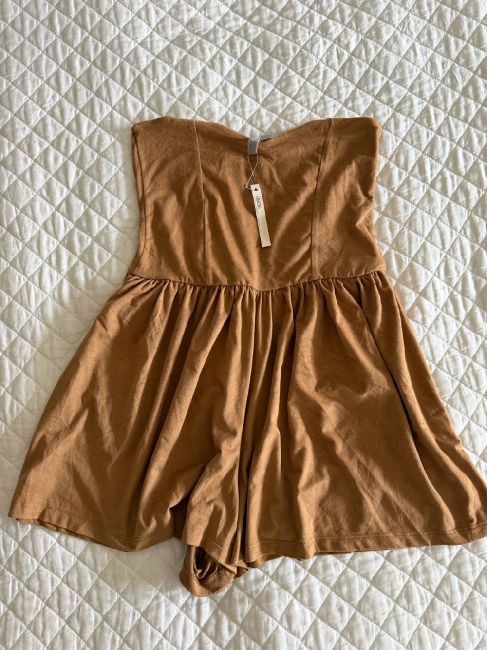 Suede Strapless Rust Brown Romper
